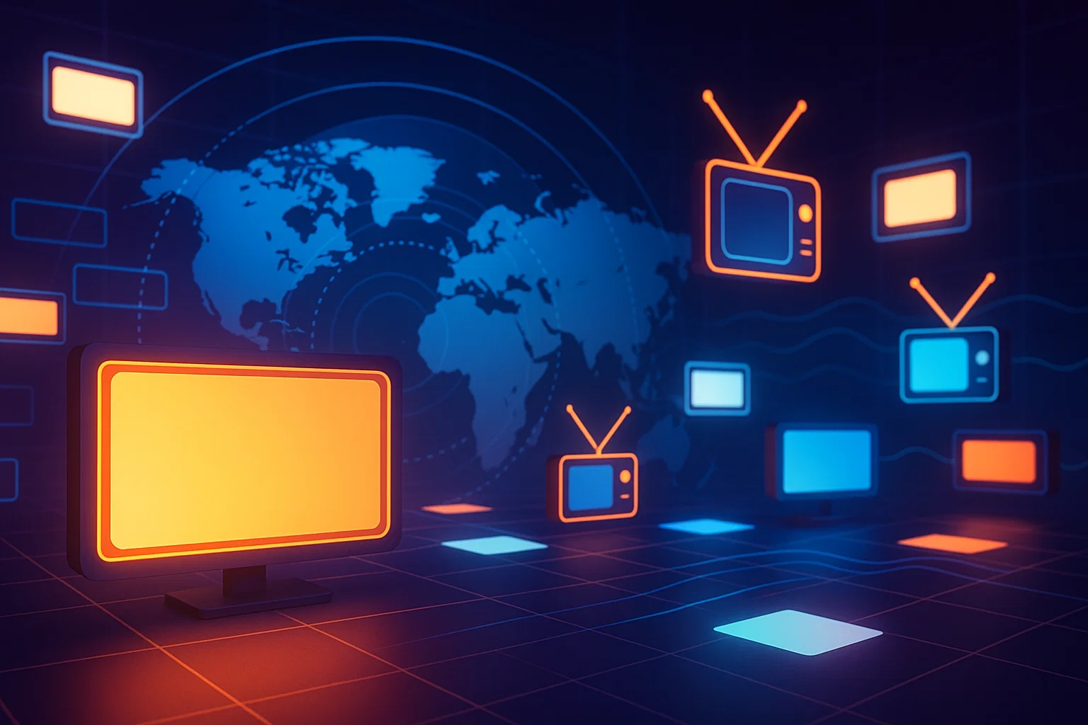 Football stadium illuminated at night